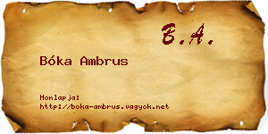 Bóka Ambrus névjegykártya